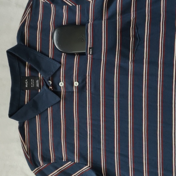 60. RVCA Cassady Stripe Polo Shirt | Color - Moody Blue - Picture 5 of 8